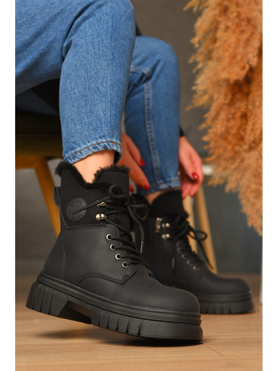 Ботинки женские зимние черного цвета 600-1 208456C