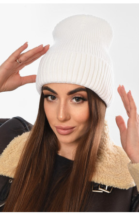 Шапка жіноча на флісі білого кольору 208460C