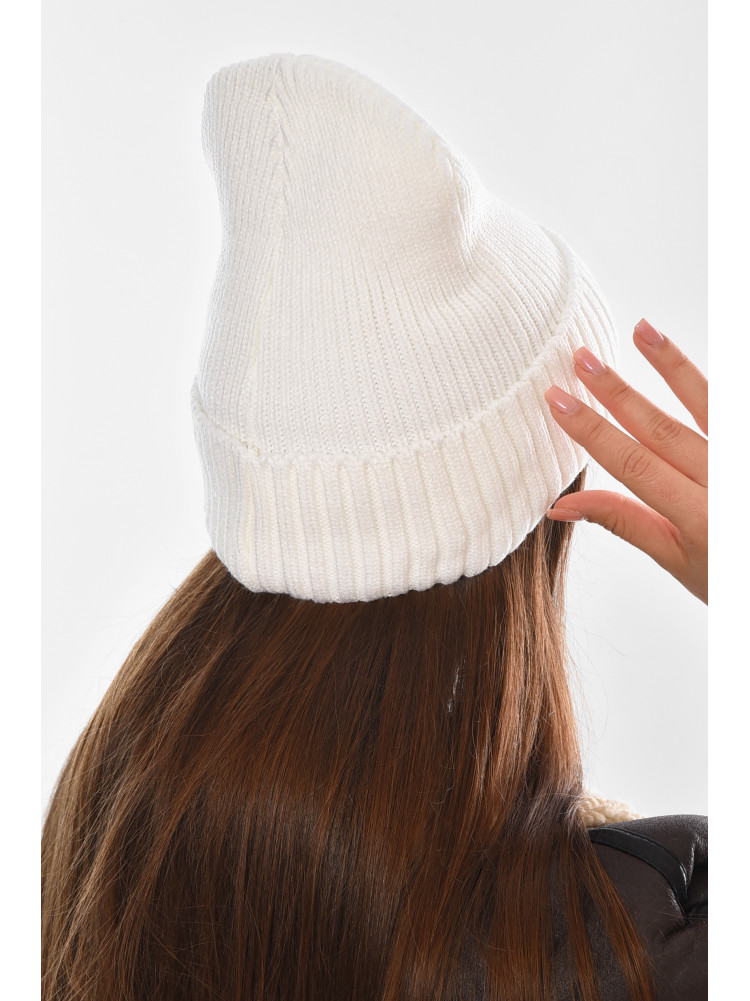 Шапка женская на флисе белого цвета 208460C