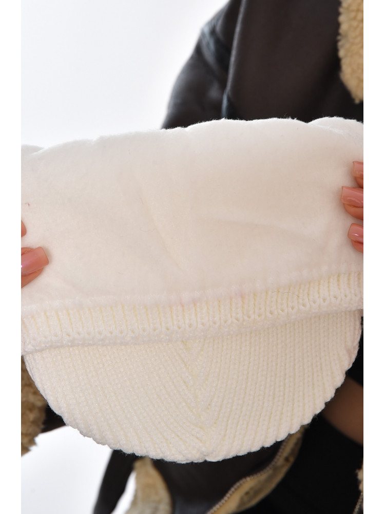 Шапка женская на флисе белого цвета 208460C