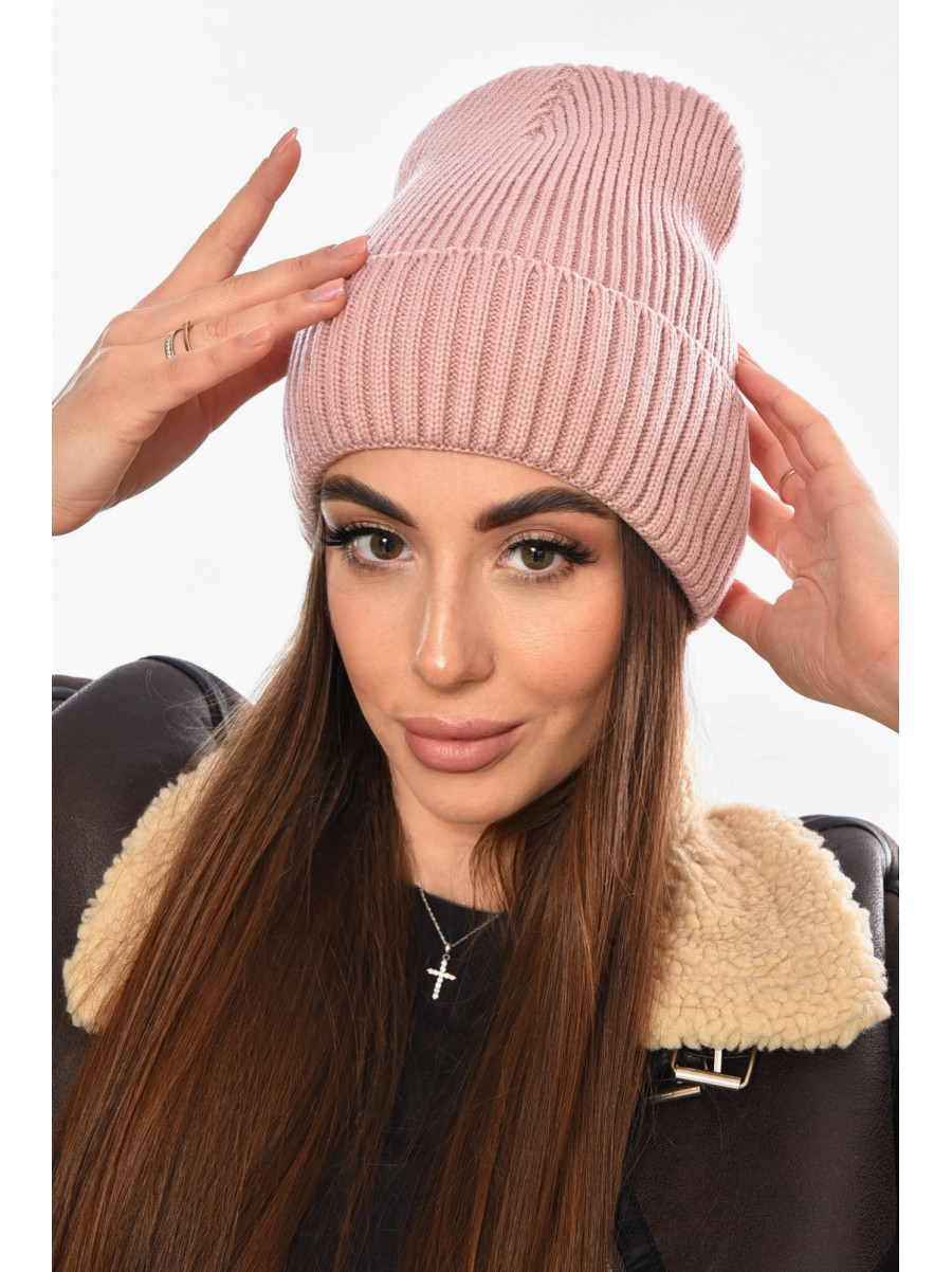 Шапка женская на флисе розового  цвета 208469C