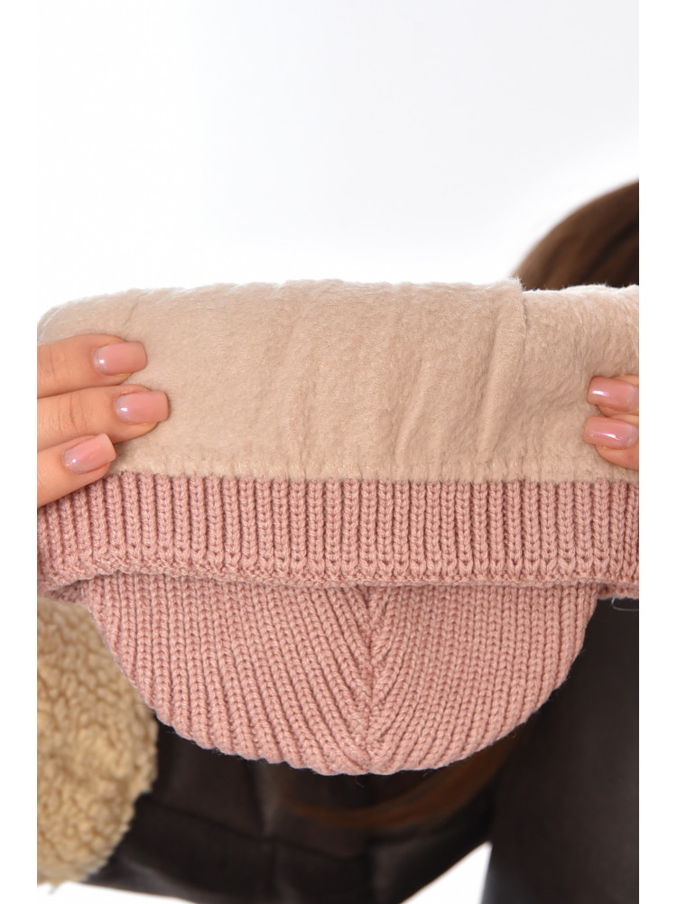 Шапка женская на флисе розового  цвета 208469C