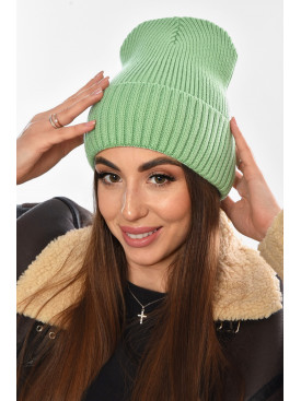 Шапка женская на флисе зеленого цвета 208470C