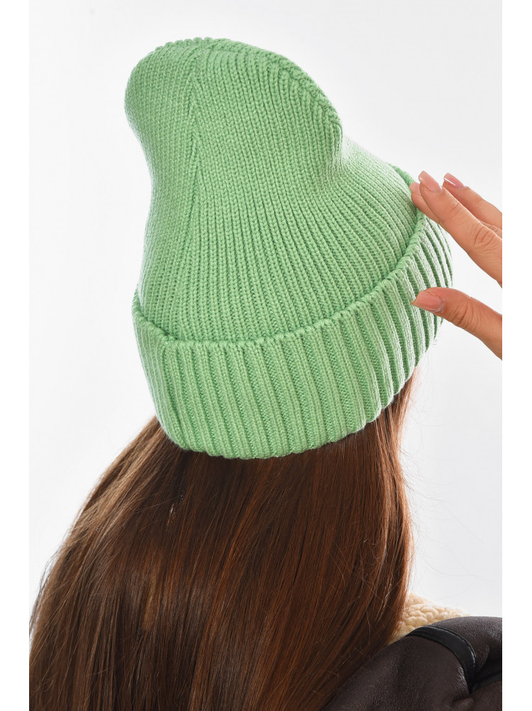 Шапка женская на флисе зеленого цвета 208470C