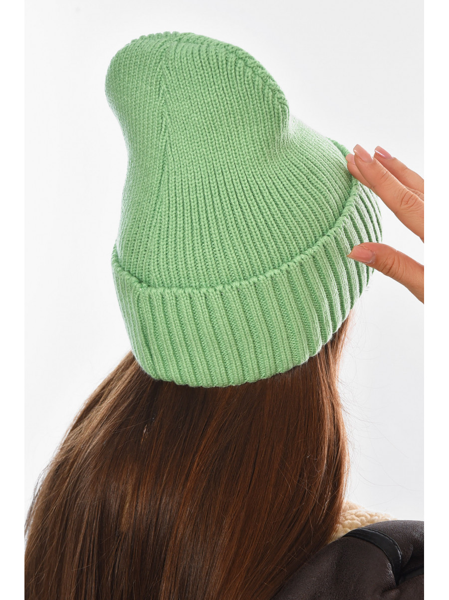 Шапка женская на флисе зеленого цвета 208470C