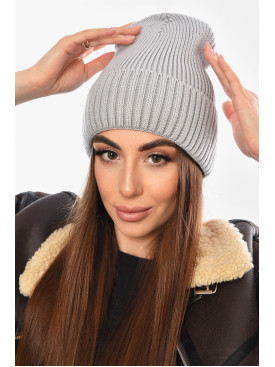 Шапка женская на флисе серого цвета 208471C
