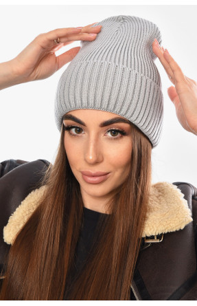 Шапка жіноча на флісі сірого кольору 208471C
