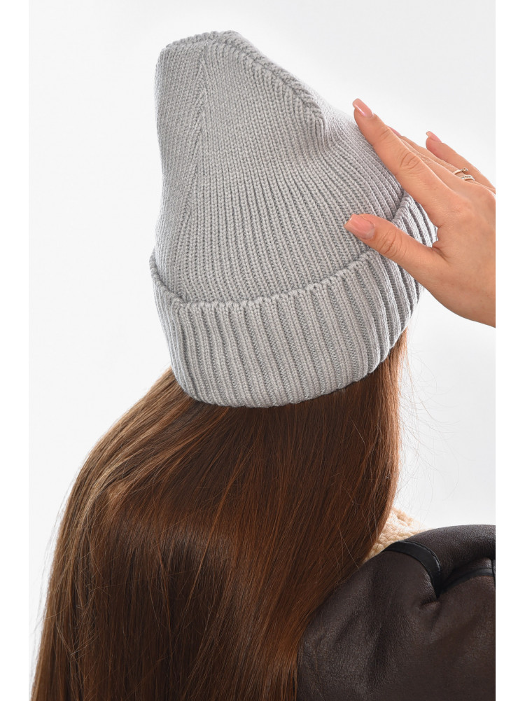 Шапка женская на флисе серого цвета 208471C