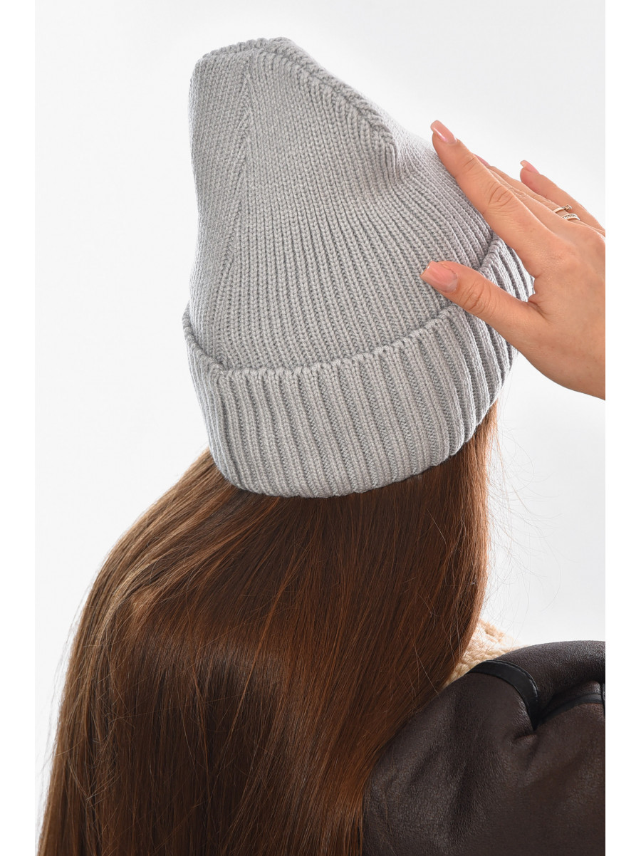 Шапка женская на флисе серого цвета 208471C