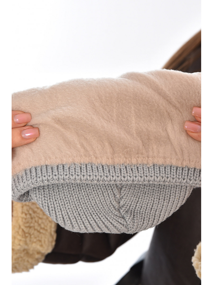 Шапка женская на флисе серого цвета 208471C