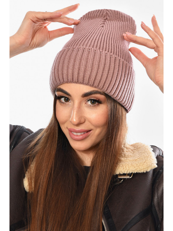 Шапка женская на флисе пудрового цвета 208472C