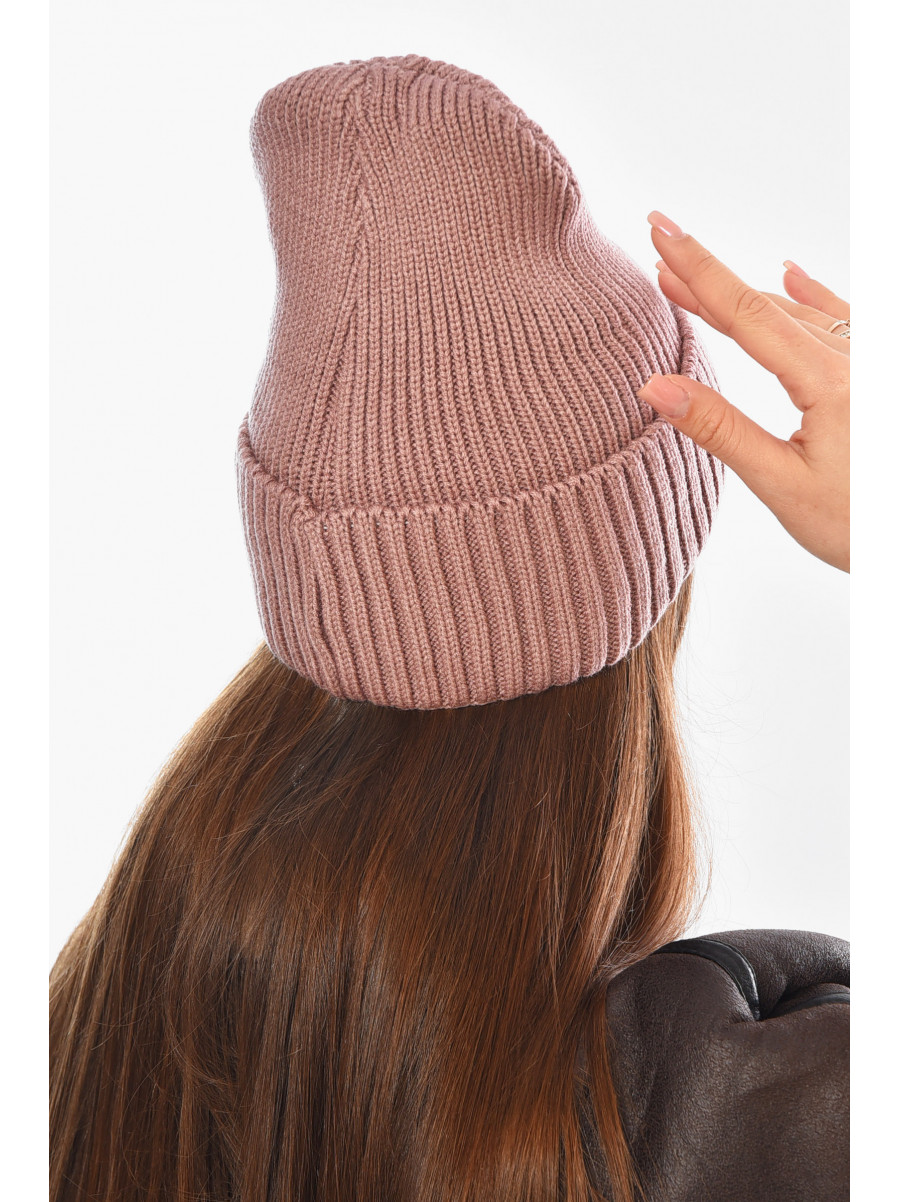 Шапка женская на флисе пудрового цвета 208472C