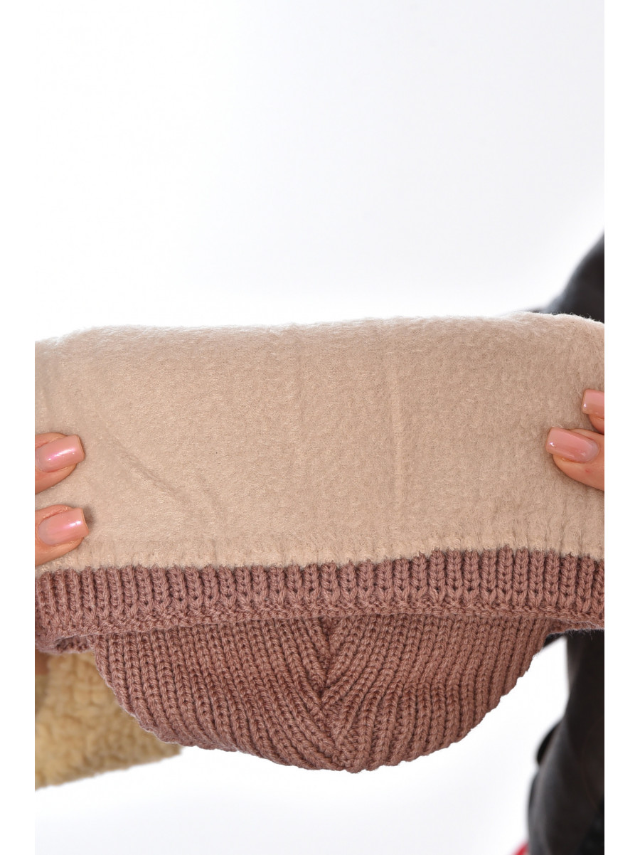 Шапка женская на флисе пудрового цвета 208472C