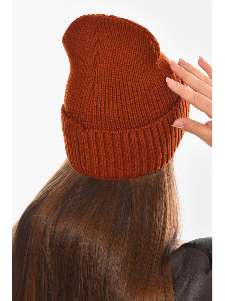 Шапка женская на флисе терракотового цвета 208473C