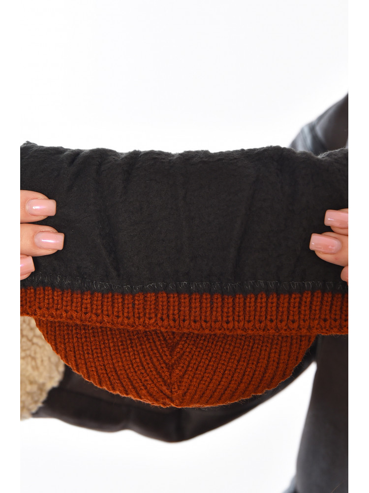 Шапка женская на флисе терракотового цвета 208473C