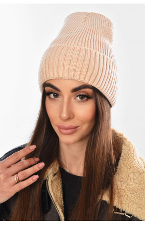 Шапка жіноча на флісі бежевого кольору 208474C