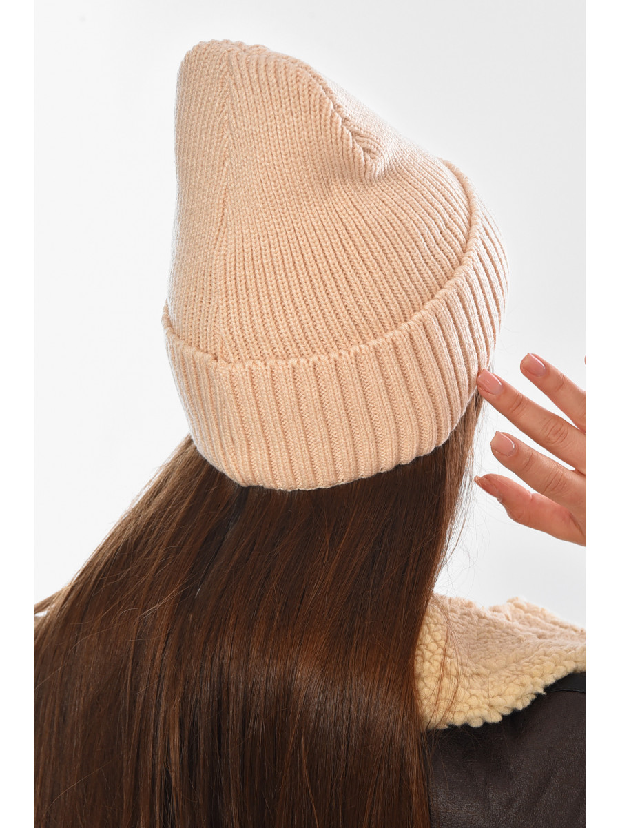 Шапка женская на флисе бежевого цвета 208474C