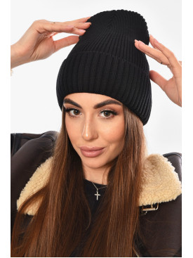 Шапка женская на флисе черного цвета 208475C