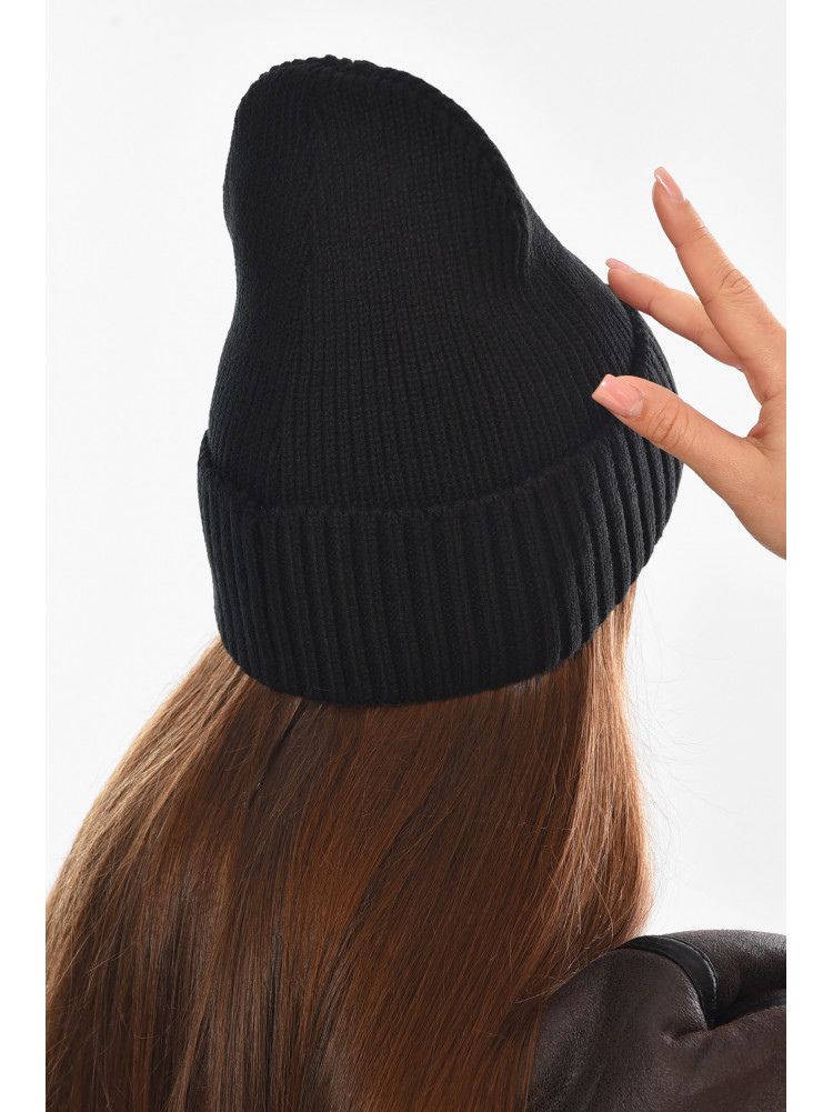 Шапка женская на флисе черного цвета 208475C