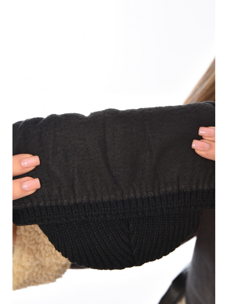 Шапка женская на флисе черного цвета 208475C