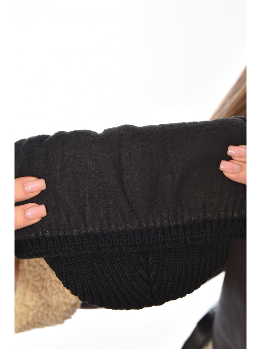 Шапка женская на флисе черного цвета 208475C