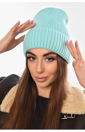 Шапка жіноча на флісі бірюзового кольору 208476C