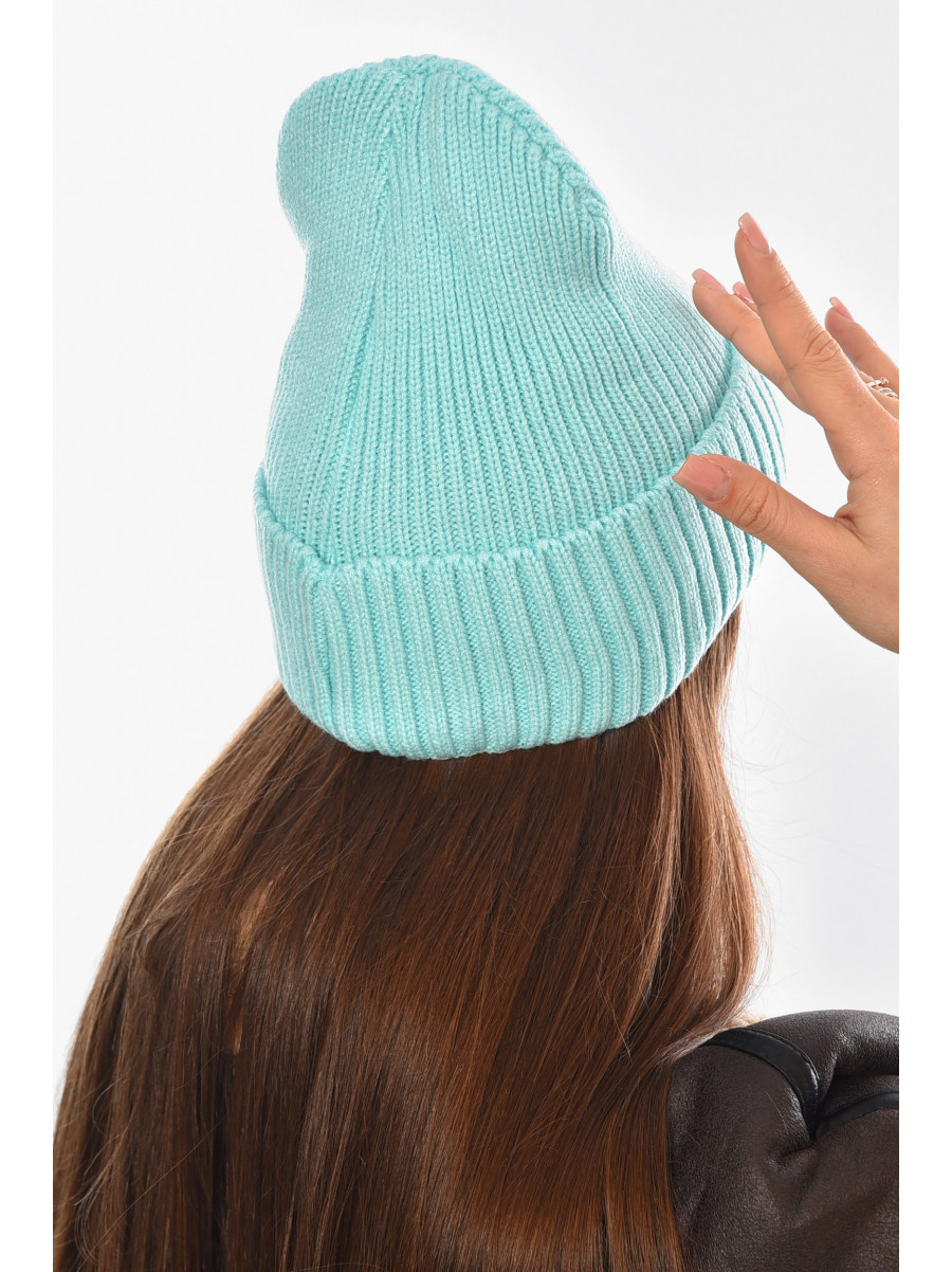 Шапка женская на флисе бирюзового цвета 208476C