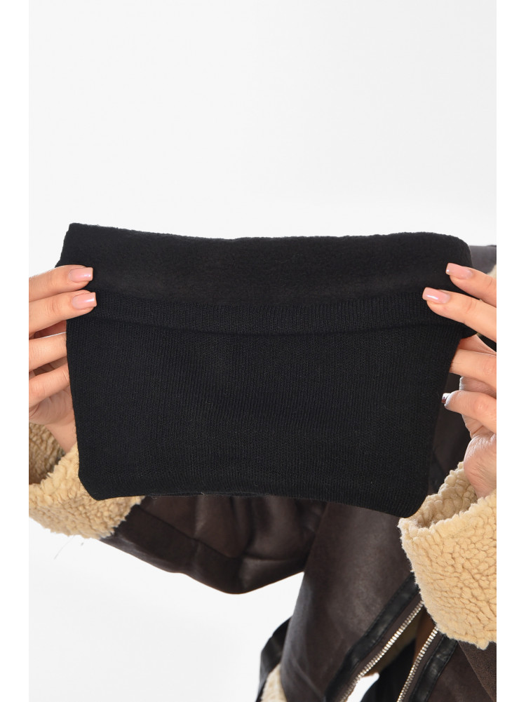 Шапка женская + хомут на флисе черного цвета 208477C