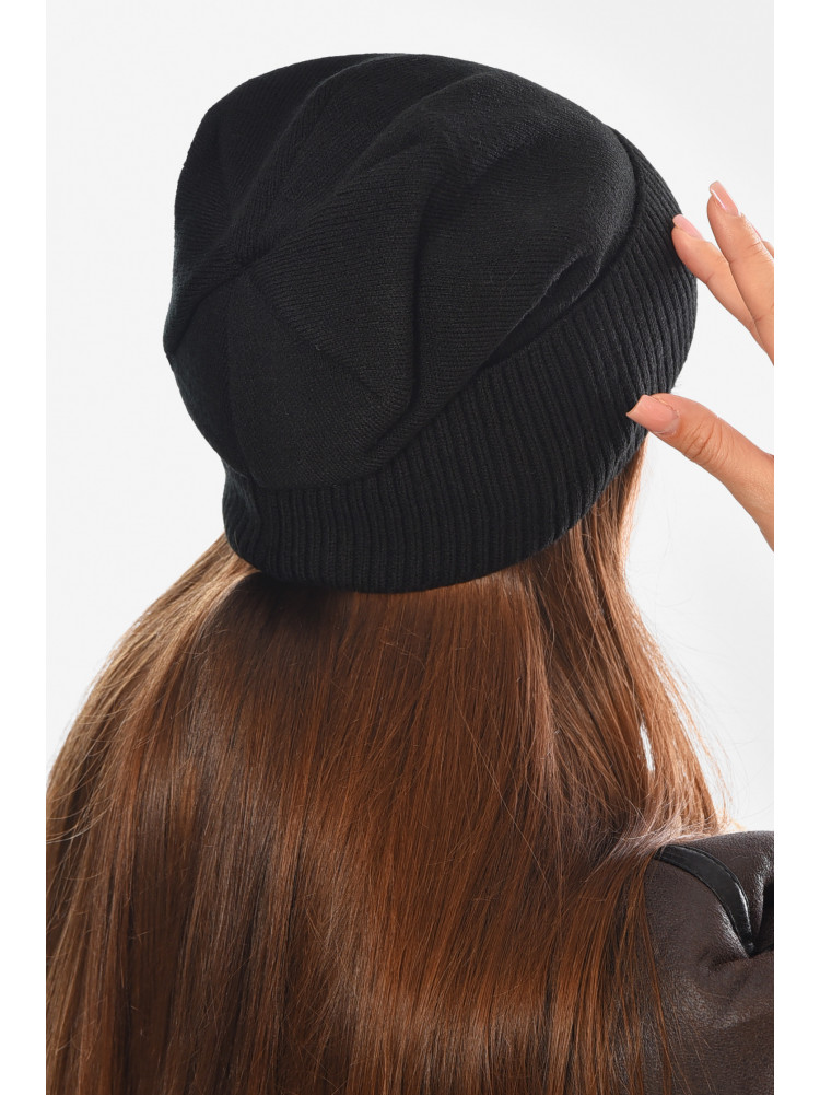 Шапка женская + хомут на флисе черного цвета 208478C