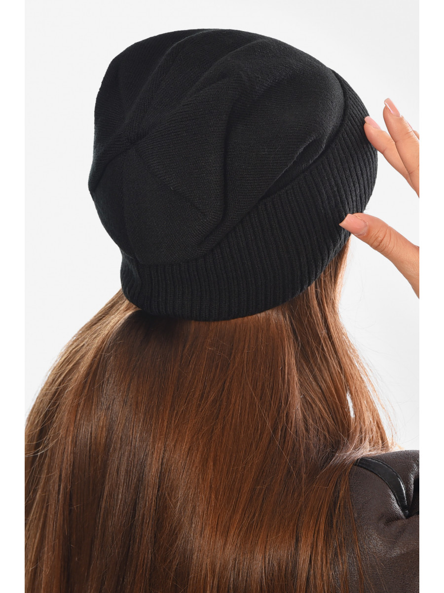 Шапка женская + хомут на флисе черного цвета 208478C