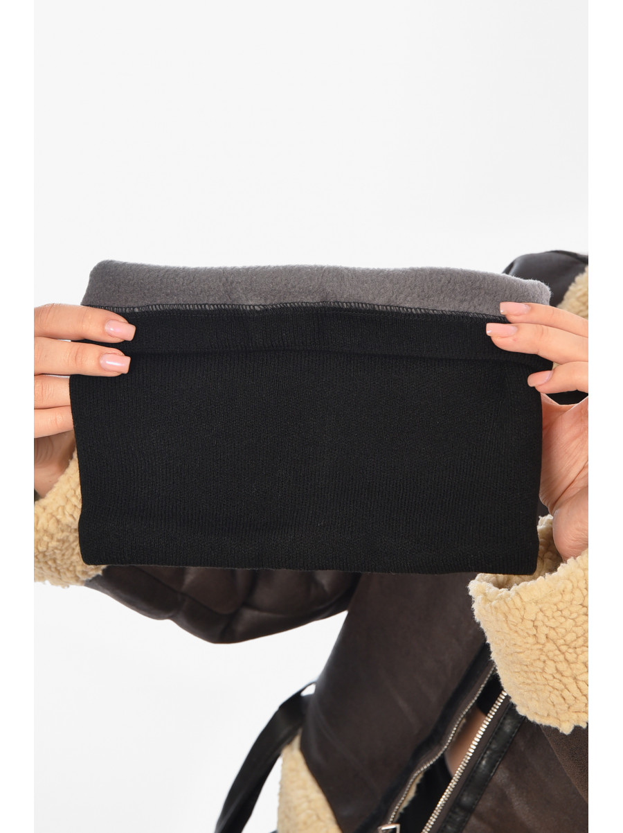 Шапка женская + хомут на флисе черного цвета 208478C