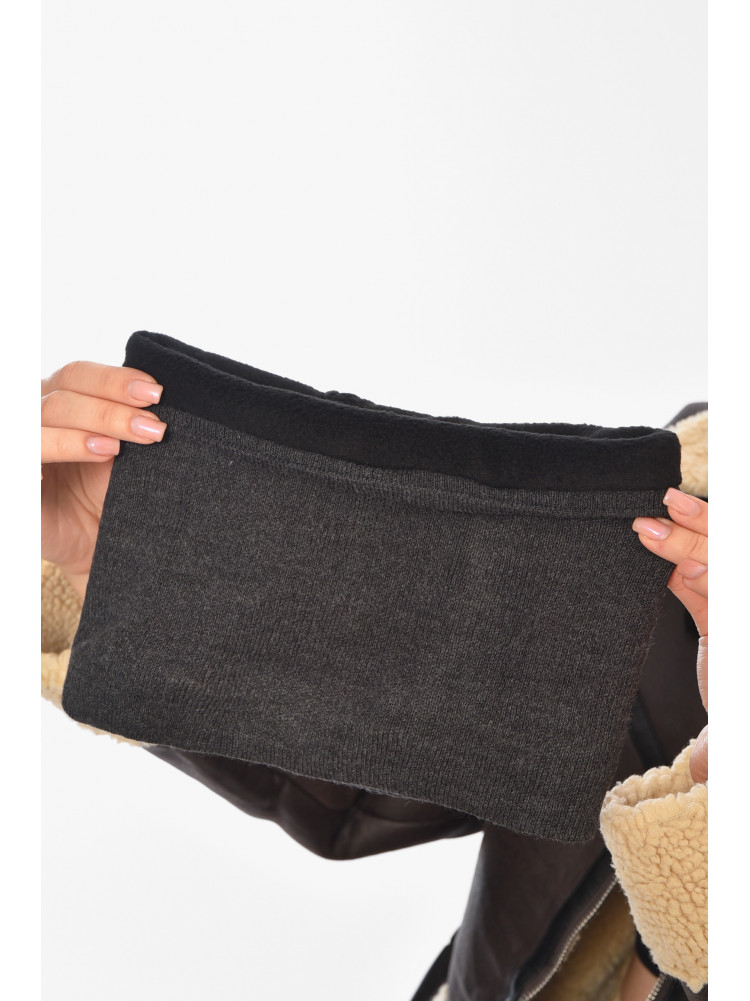 Шапка женская + хомут на флисе серого цвета 208479C