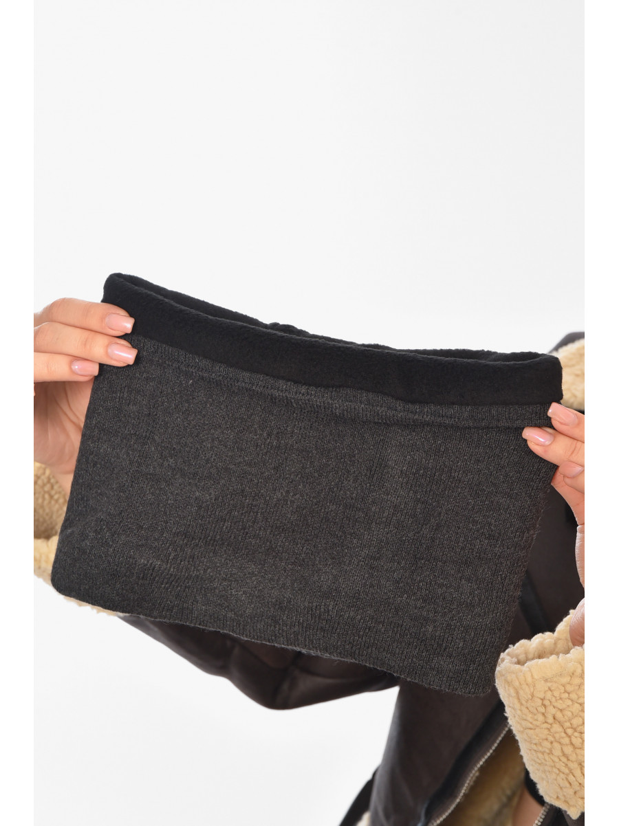 Шапка женская + хомут на флисе серого цвета 208479C