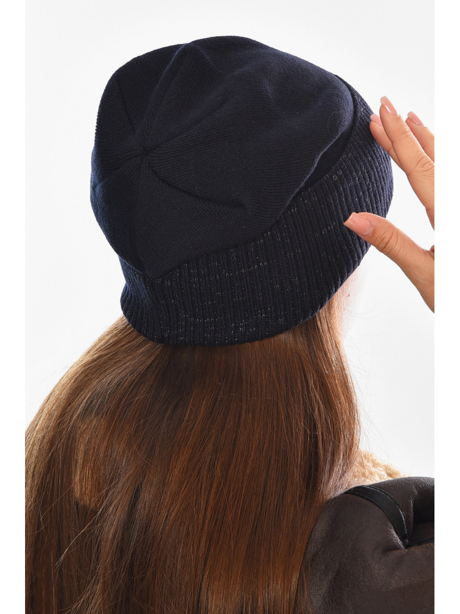 Шапка женская + хомут на флисе темно-синего цвета 208480C