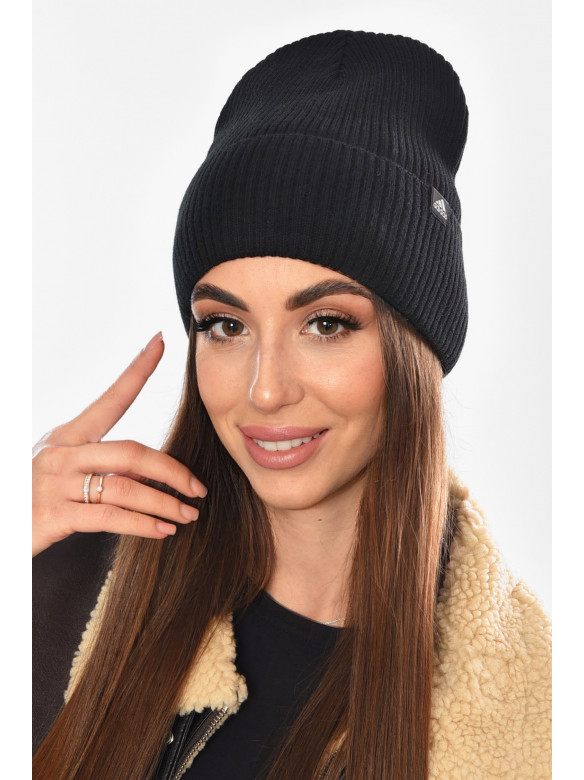 Шапка женская на флисе черного цвета 208482C