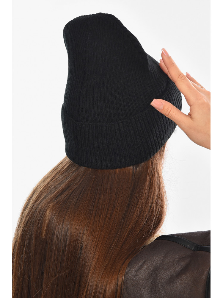 Шапка женская на флисе черного цвета 208482C