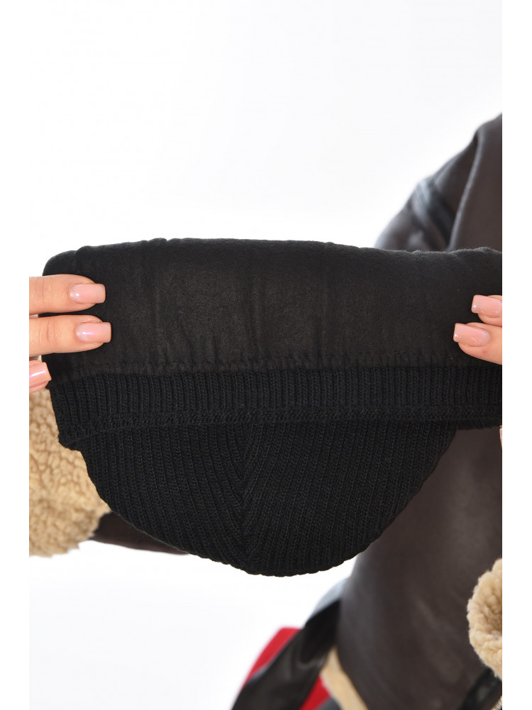 Шапка женская на флисе черного цвета 208482C