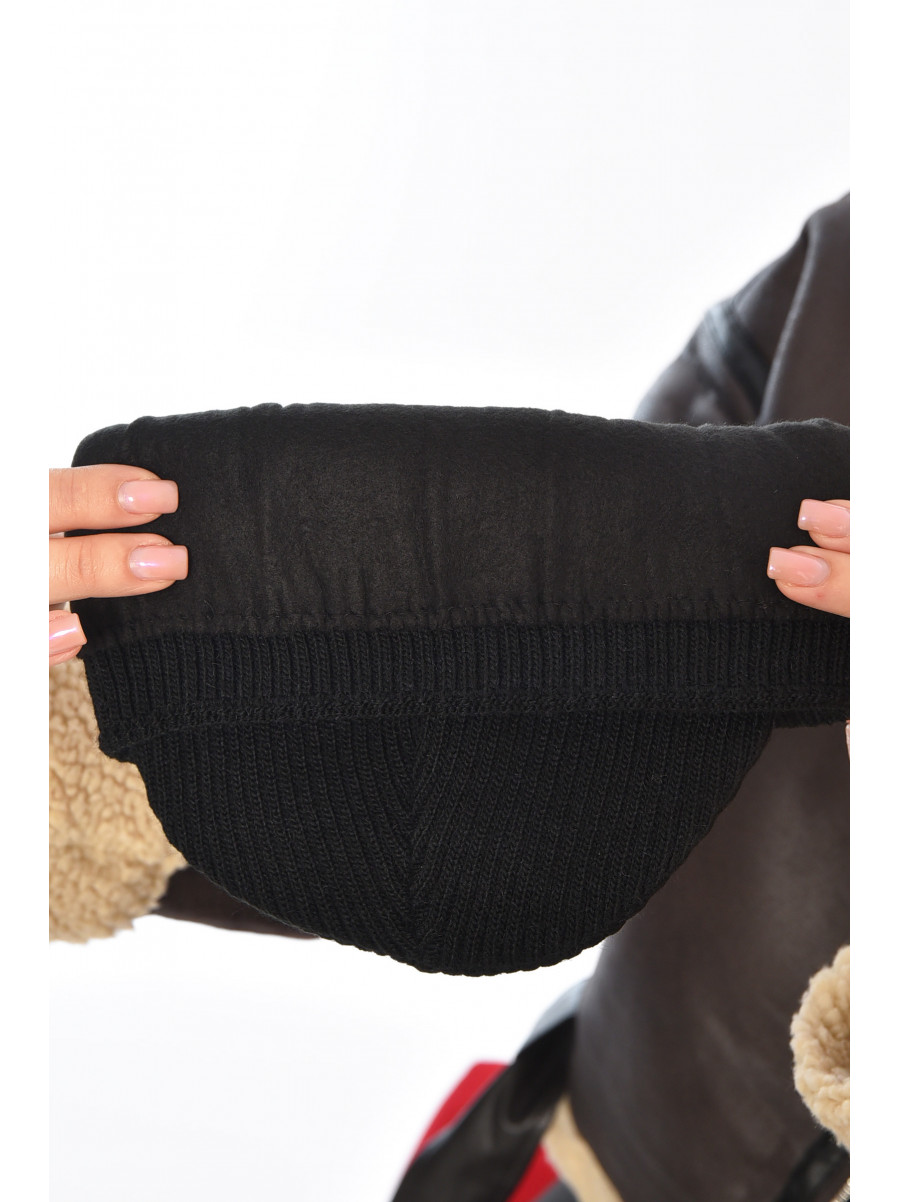 Шапка женская на флисе черного цвета 208482C