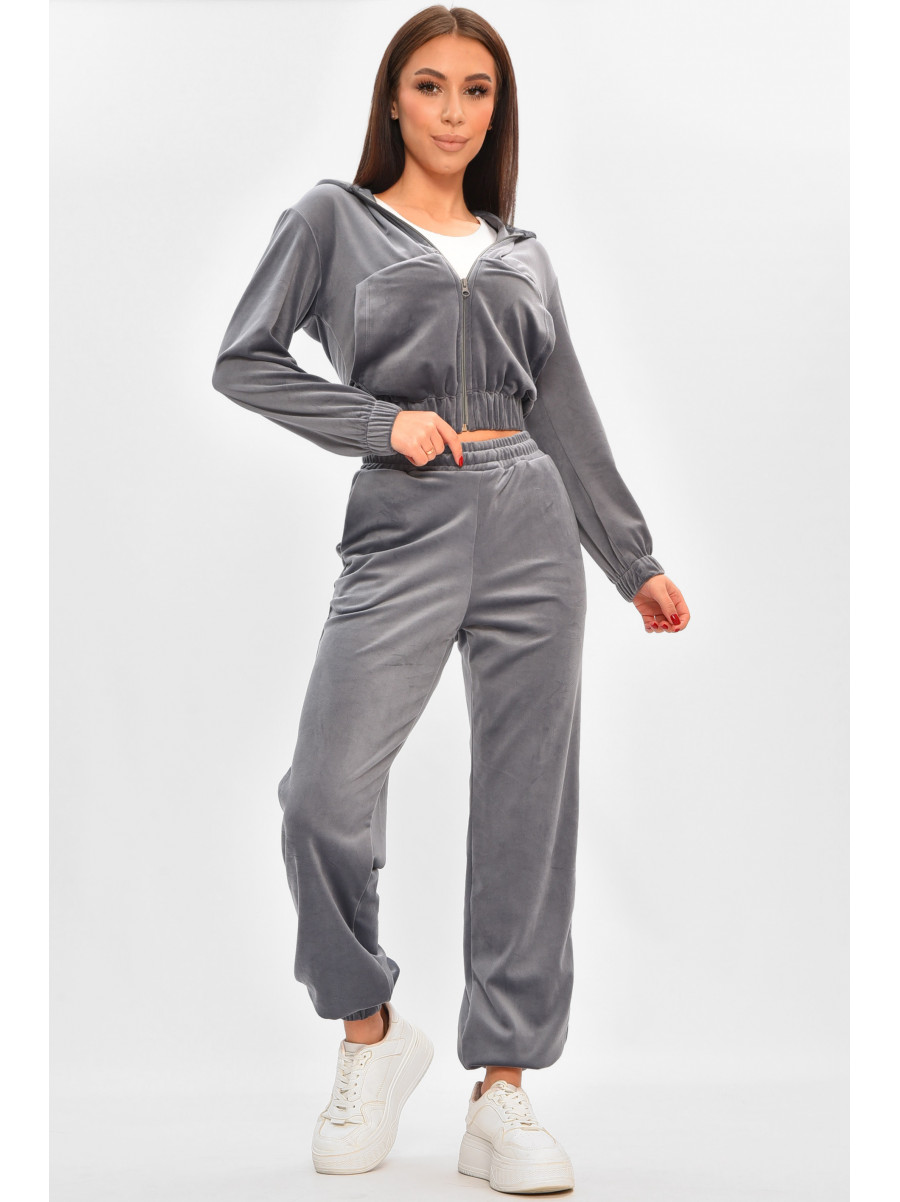 Спортивный костюм женский однотонный тёмно-серого цвета 1658-1 208483C