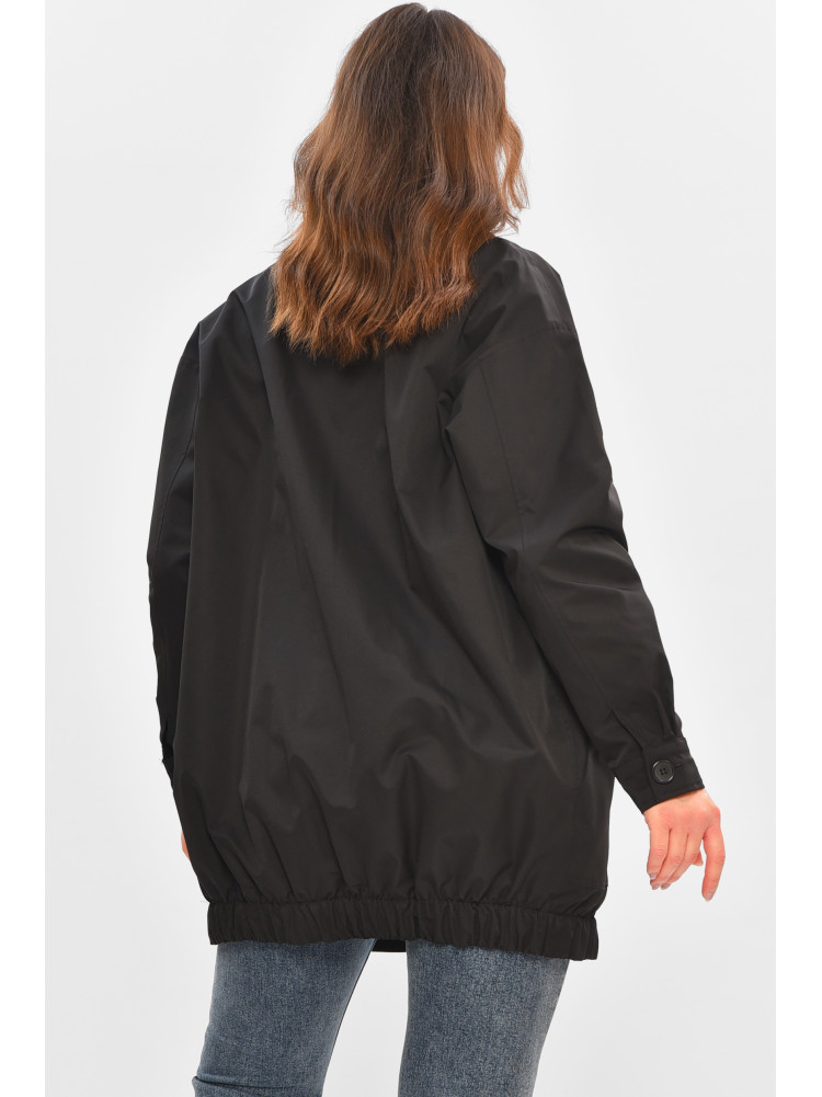 Бомбер жіночий однотонний напівбатальний чорного кольору 3522 208485C