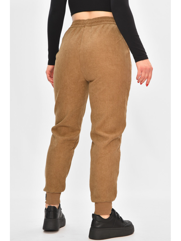 Спортивные штаны женские на искусственном меху бежевого цвета 2039 208487C