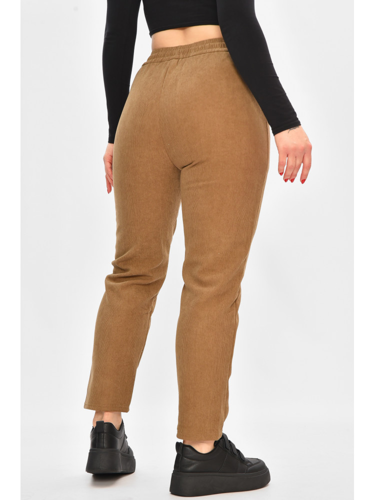 Спортивные штаны женские на искусственном меху бежевого цвета 2037 208488C