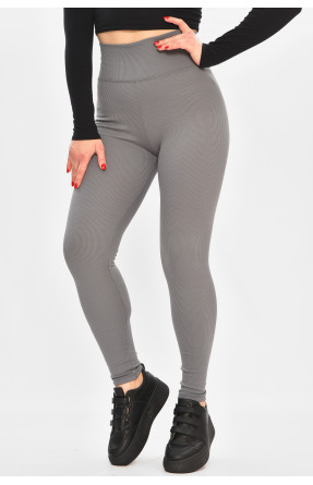 Лосины женские полубатальные в рубчик на флисе серого цвета 4001 208491C