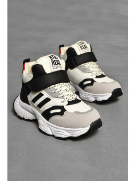 Хайтопи дитячі зима на хутрі чорно-білого кольору 33-6 208495C Хайтопи дитячі зима на хутрі чорно-білого кольору 33-6 208495C