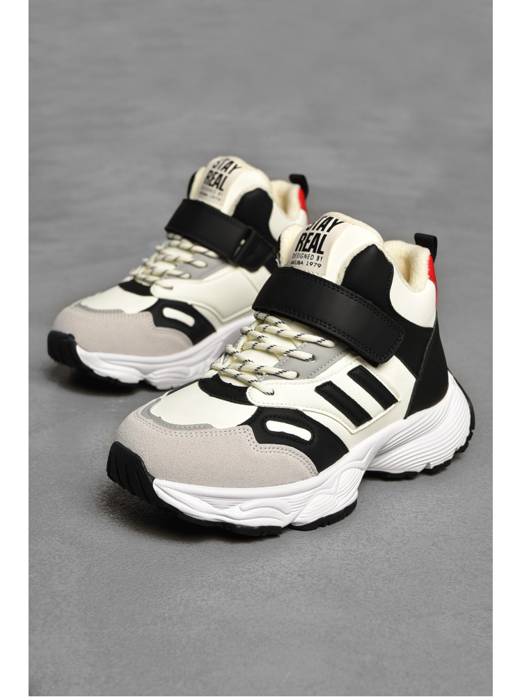 Хайтопы детские зима на меху черно-белого цвета 33-6 208495C