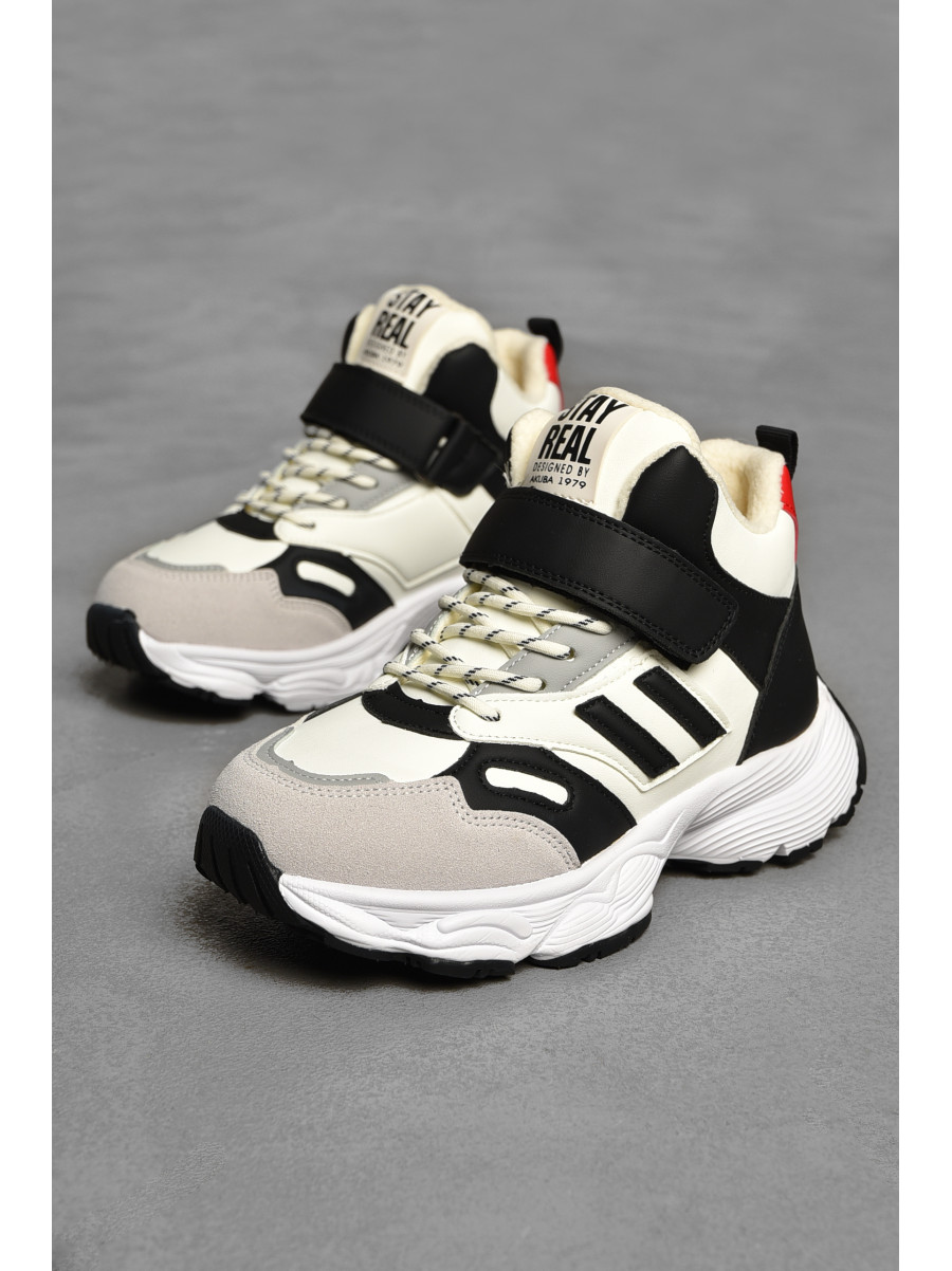 Хайтопы детские зима на меху черно-белого цвета 33-6 208495C