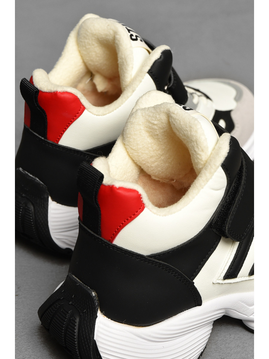 Хайтопы детские зима на меху черно-белого цвета 33-6 208495C