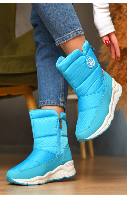 Дутики женские на меху голубого цвета 745-3 208497C