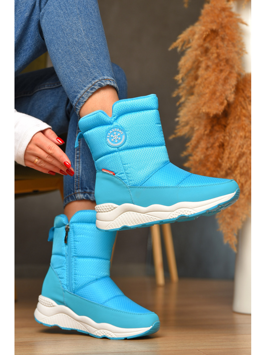 Дутики женские на меху голубого цвета 745-3 208497C