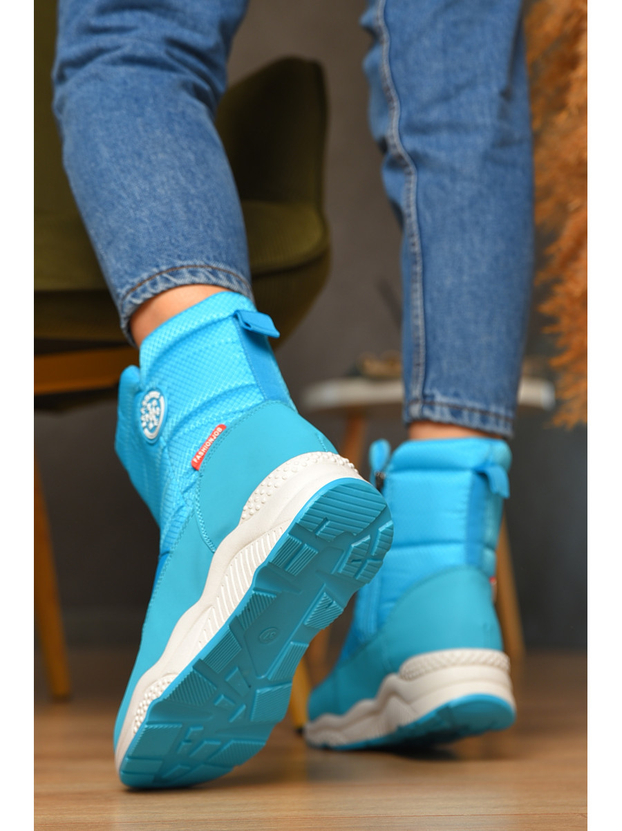 Дутики женские на меху голубого цвета 745-3 208497C